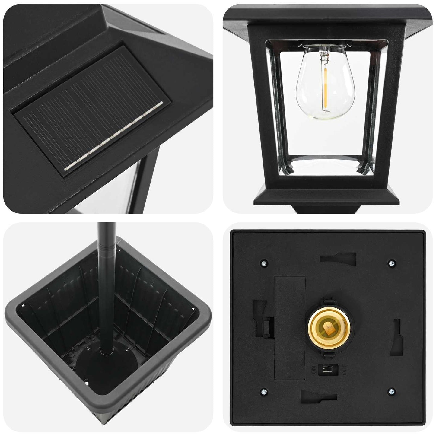 vidaXL 3-Head Lamp Post with Planter Black 32 x 32 x 188 cm