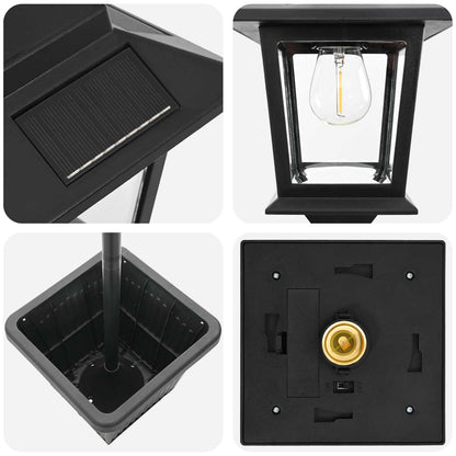 vidaXL 3-Head Lamp Post with Planter Black 32 x 32 x 188 cm