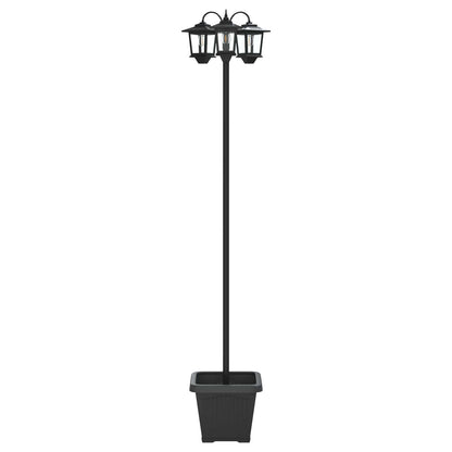 vidaXL 3-Head Lamp Post with Planter Black 32 x 32 x 188 cm