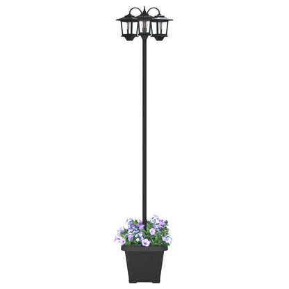 vidaXL 3-Head Lamp Post with Planter Black 32 x 32 x 188 cm