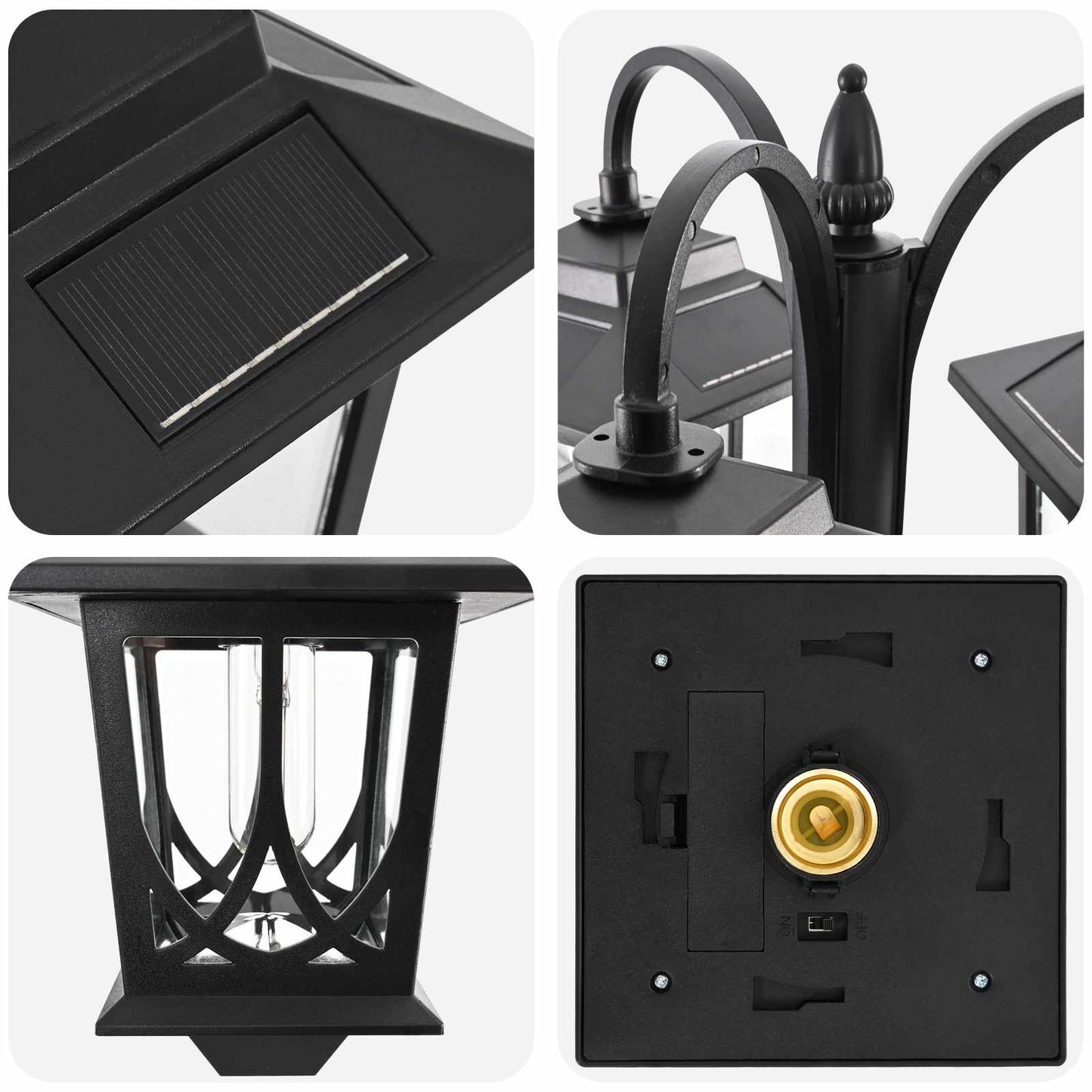 vidaXL 3-Head Lamp Post Black 16 x 16 x 187 cm Aluminum and ABS