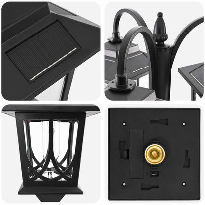 vidaXL 3-Head Lamp Post Black 16 x 16 x 187 cm Aluminum and ABS