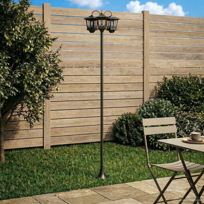 vidaXL 3-Head Lamp Post Black 16 x 16 x 187 cm Aluminum and ABS