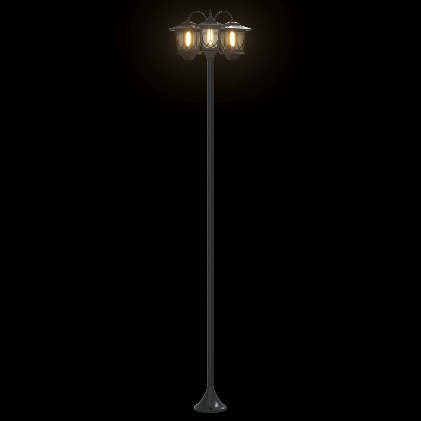 vidaXL 3-Head Lamp Post Black 16 x 16 x 187 cm Aluminum and ABS