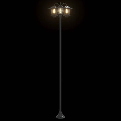 vidaXL 3-Head Lamp Post Black 16 x 16 x 187 cm Aluminum and ABS