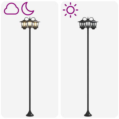 vidaXL 3-Head Lamp Post Black 16 x 16 x 187 cm Aluminum and ABS