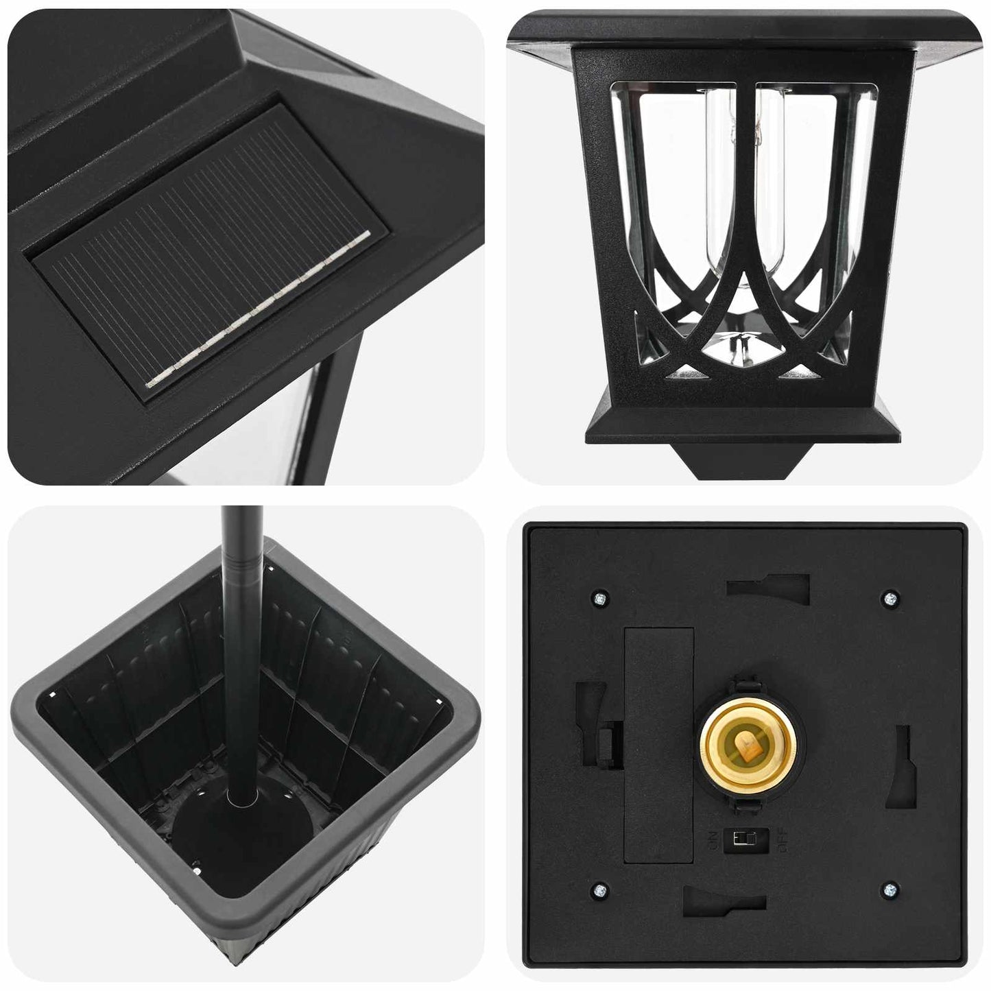 vidaXL 3-Head Lamp Post with Planter Black 32 x 32 x 188 cm
