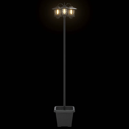vidaXL 3-Head Lamp Post with Planter Black 32 x 32 x 188 cm