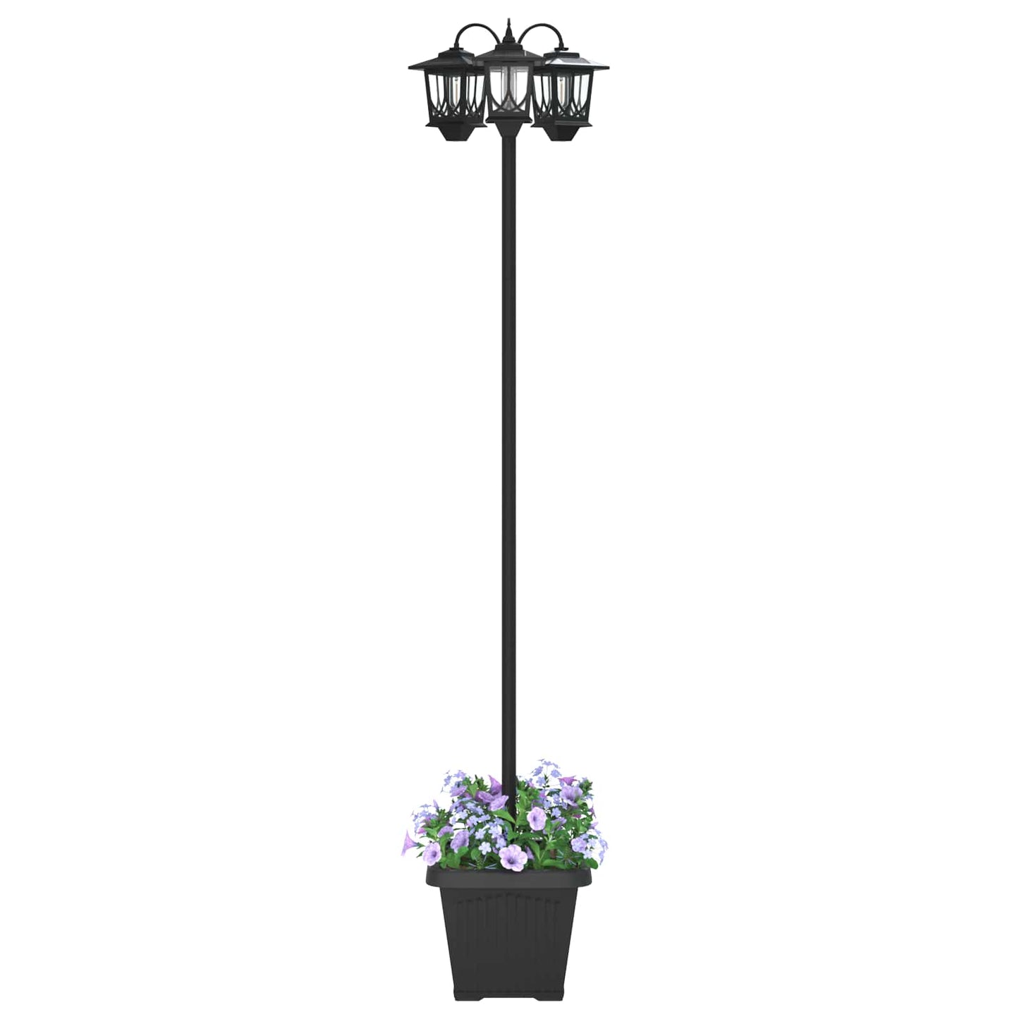 vidaXL 3-Head Lamp Post with Planter Black 32 x 32 x 188 cm