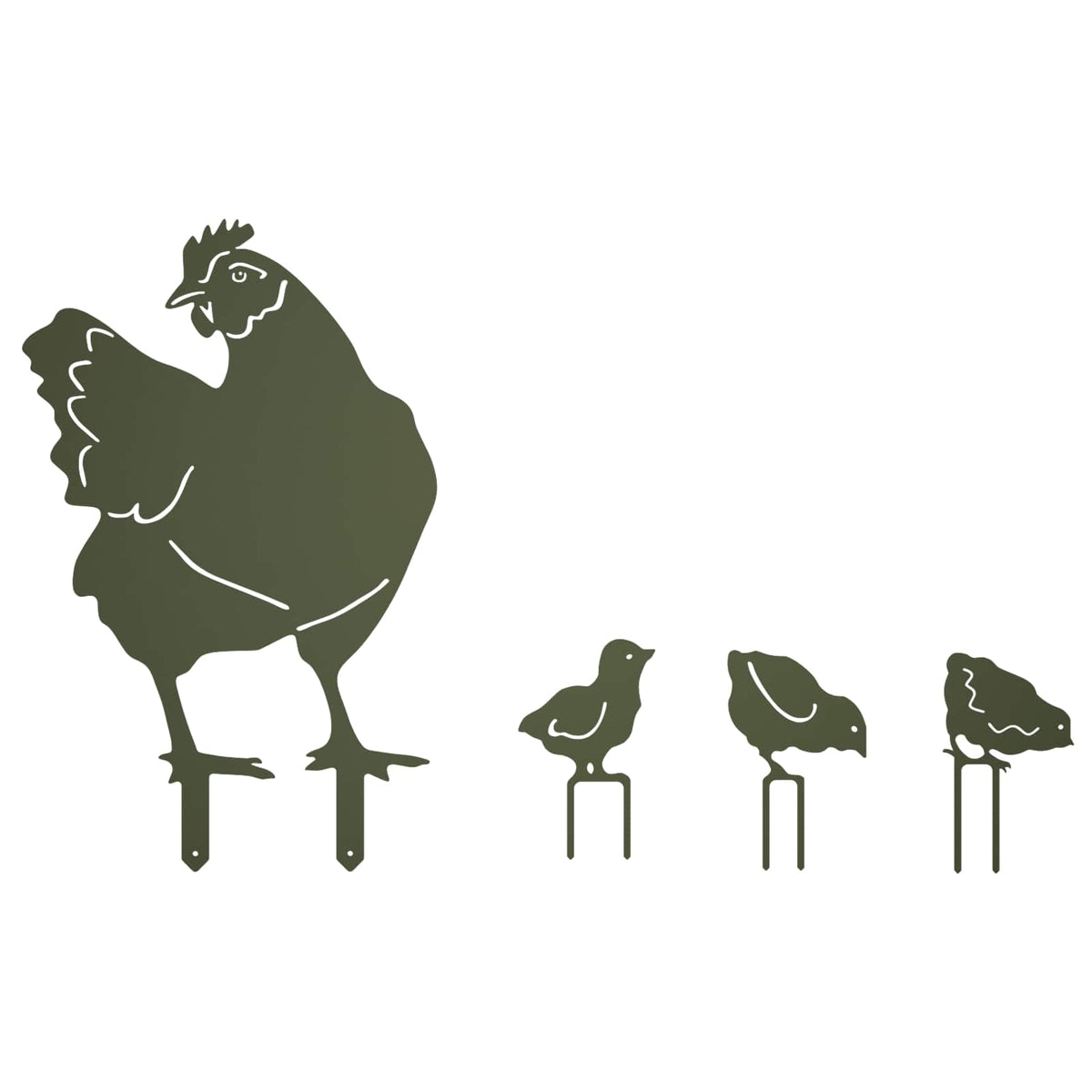vidaXL Garden Stake Set of 4 47.5 x 30 cm Steel Olive Green