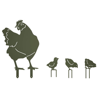 vidaXL Garden Stake Set of 4 47.5 x 30 cm Steel Olive Green