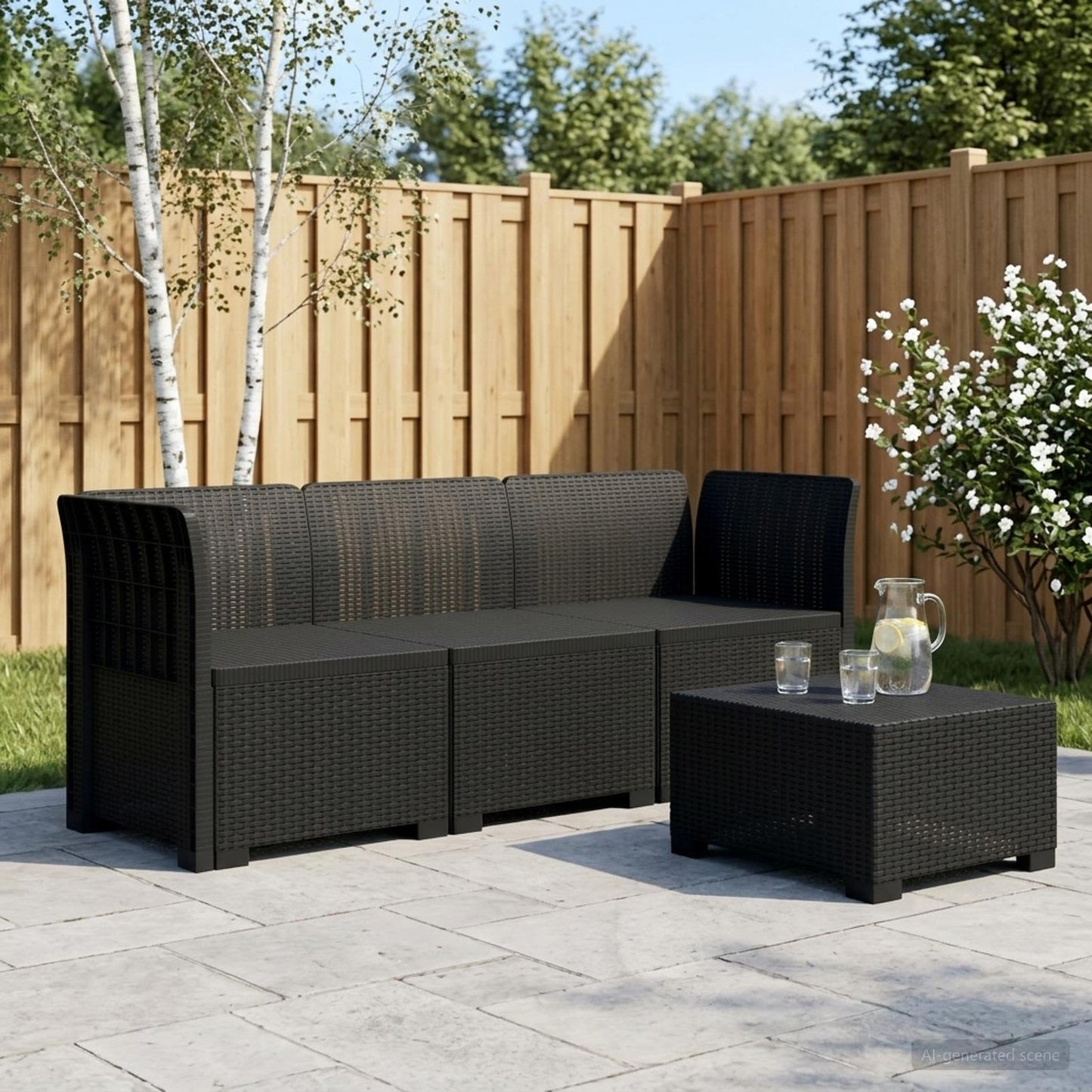 vidaXL 3-Seater Garden Sofa Rattan Look PP Anthracite