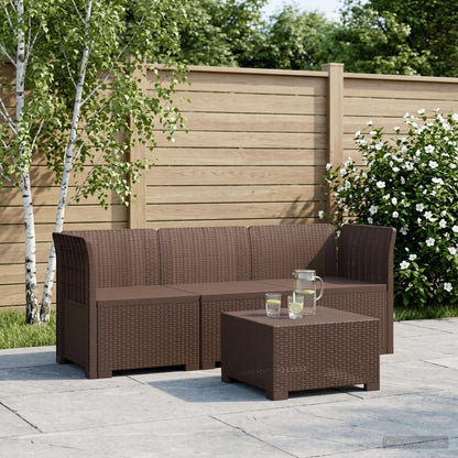 vidaXL 3-Seater Garden Sofa Rattan Look PP Brown