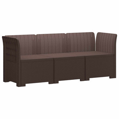 vidaXL 3-Seater Garden Sofa Rattan Look PP Brown