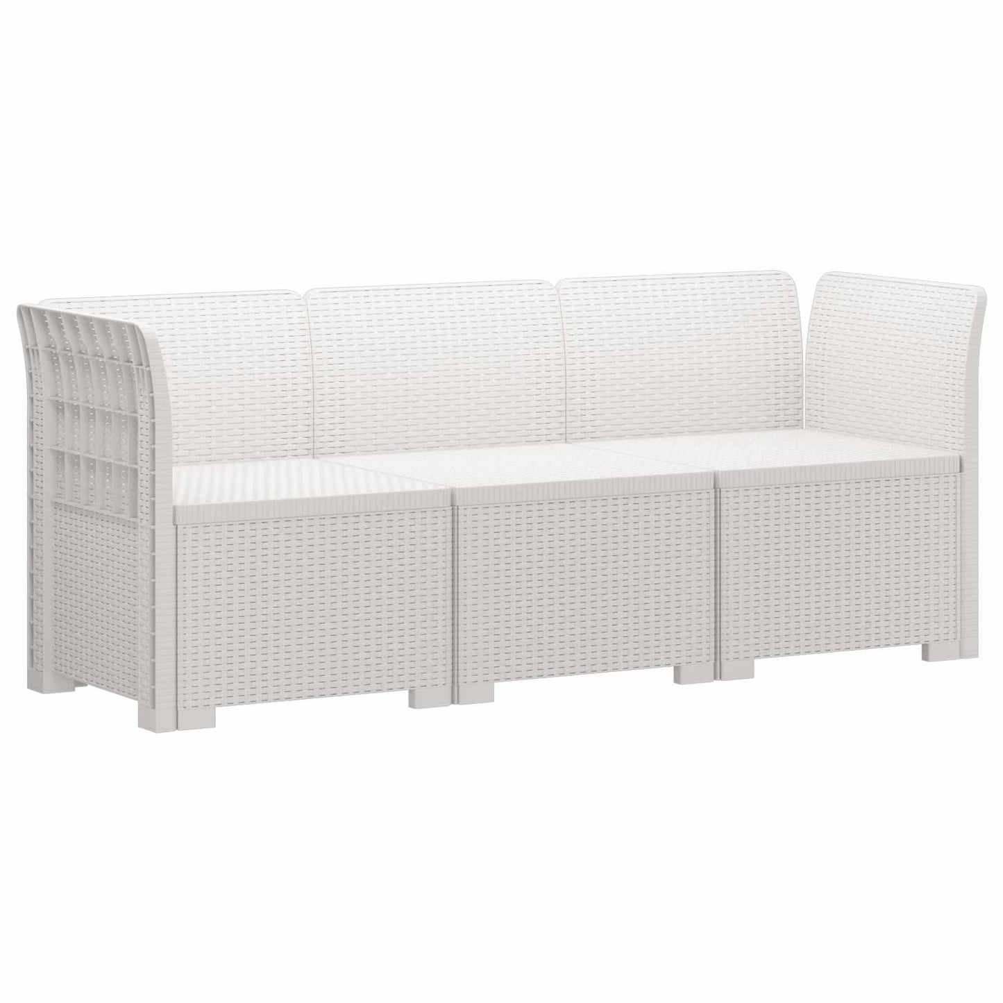 vidaXL 3-Seater Garden Sofa Rattan Look PP White