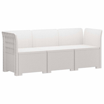 vidaXL 3-Seater Garden Sofa Rattan Look PP White