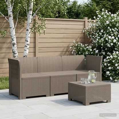 vidaXL 3-Seater Garden Sofa Rattan Look PP Light Grey