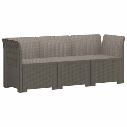vidaXL 3-Seater Garden Sofa Rattan Look PP Light Grey