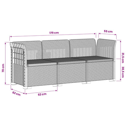 vidaXL 3-Seater Garden Sofa Rattan Look PP Light Grey