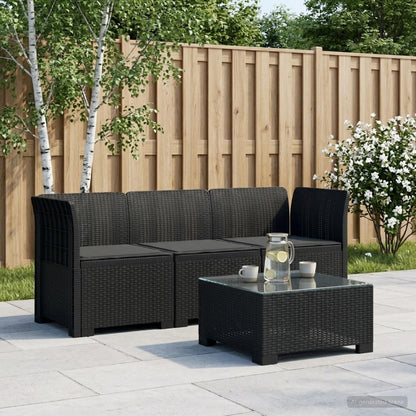 vidaXL 3-Seater Garden Sofa with Cushions Rattan Look PP Anthracite