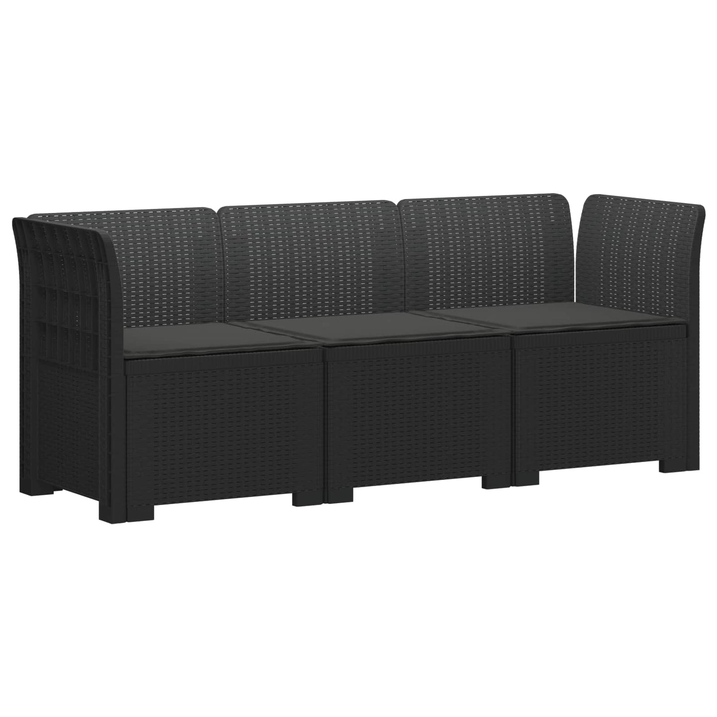 vidaXL 3-Seater Garden Sofa with Cushions Rattan Look PP Anthracite