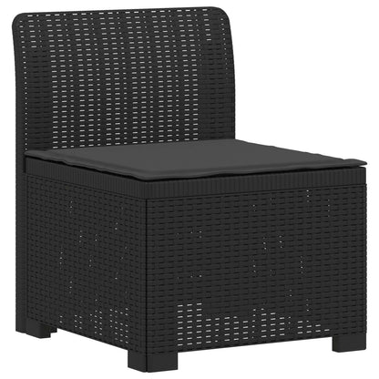 vidaXL 3-Seater Garden Sofa with Cushions Rattan Look PP Anthracite
