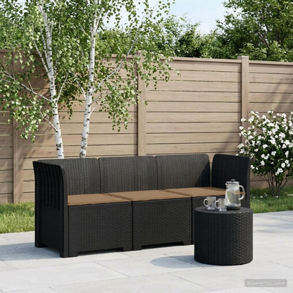 vidaXL 3-Seater Garden Sofa with Cushions Rattan Look PP Anthracite