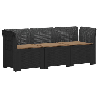 vidaXL 3-Seater Garden Sofa with Cushions Rattan Look PP Anthracite