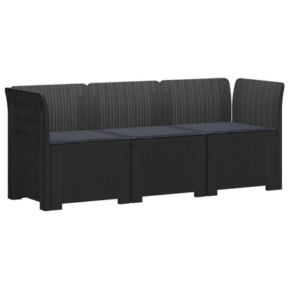 vidaXL 3-Seater Garden Sofa with Cushions Rattan Look PP Anthracite