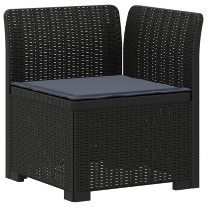 vidaXL 3-Seater Garden Sofa with Cushions Rattan Look PP Anthracite