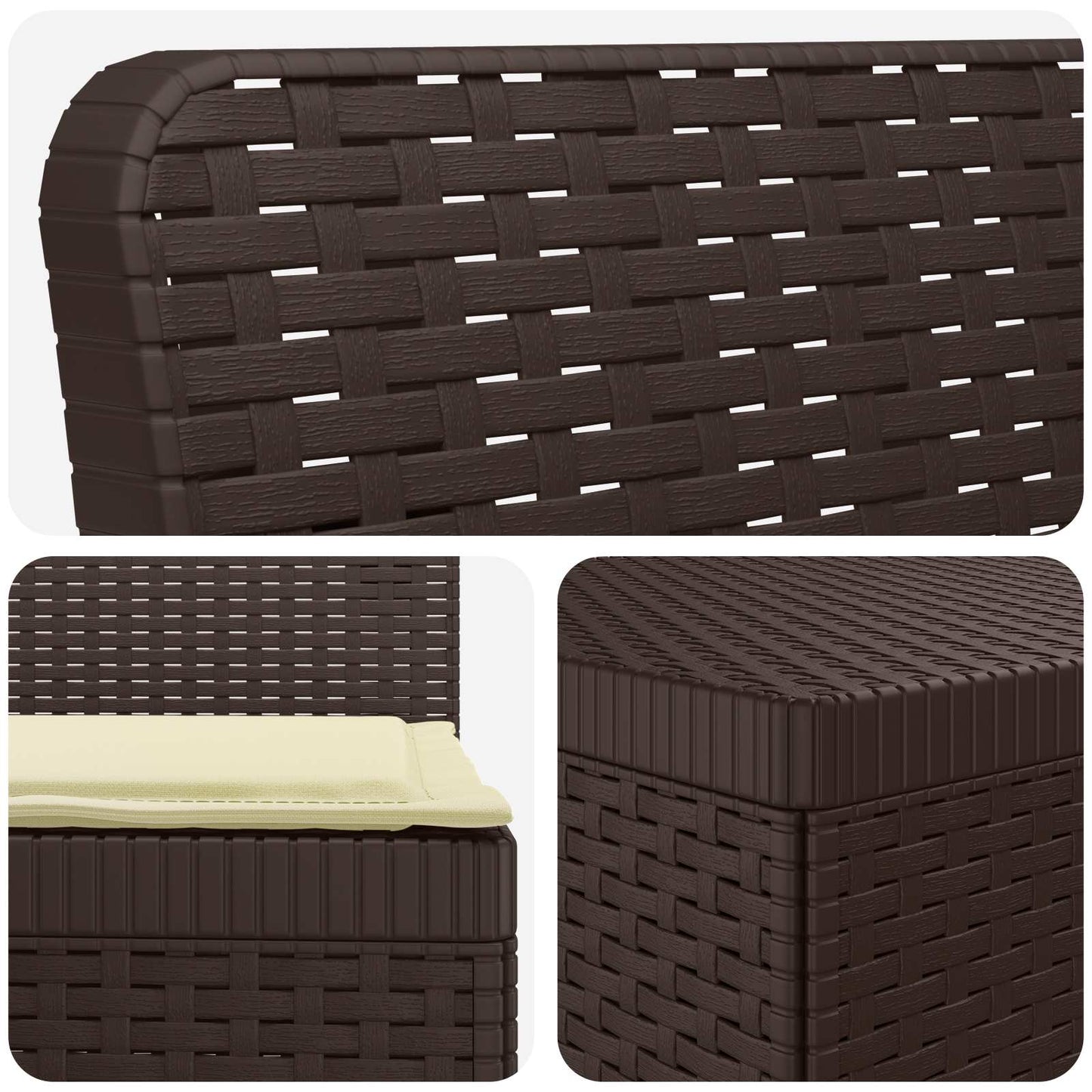 vidaXL 3-Seater Garden Sofa with Cushions Rattan Look PP Brown