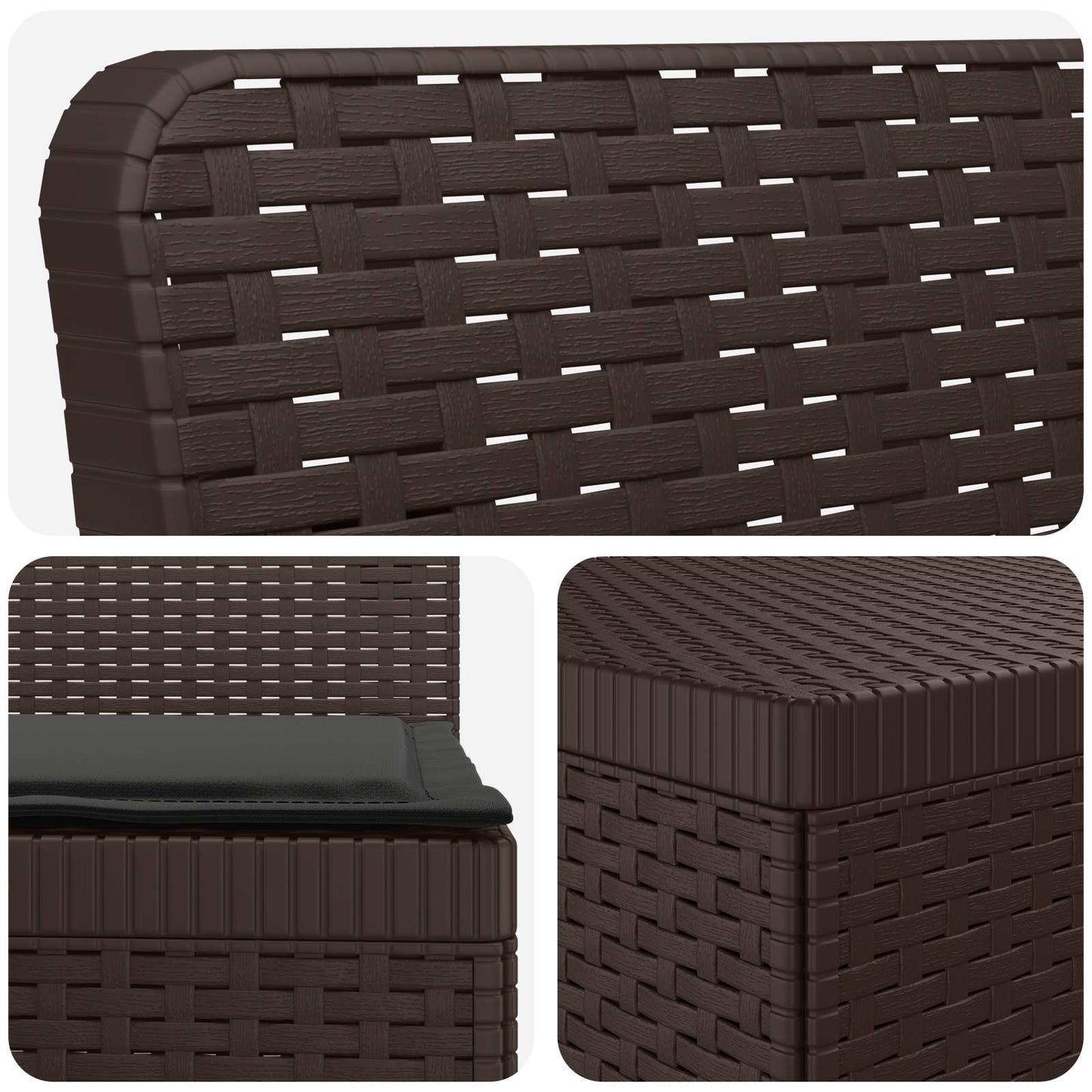 vidaXL 3-Seater Garden Sofa with Cushions Rattan Look PP Brown