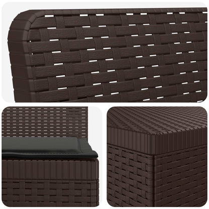 vidaXL 3-Seater Garden Sofa with Cushions Rattan Look PP Brown