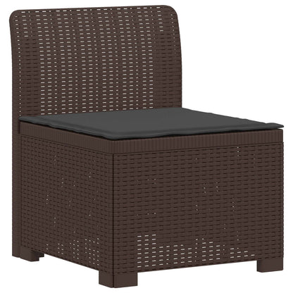 vidaXL 3-Seater Garden Sofa with Cushions Rattan Look PP Brown