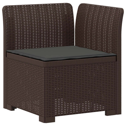 vidaXL 3-Seater Garden Sofa with Cushions Rattan Look PP Brown