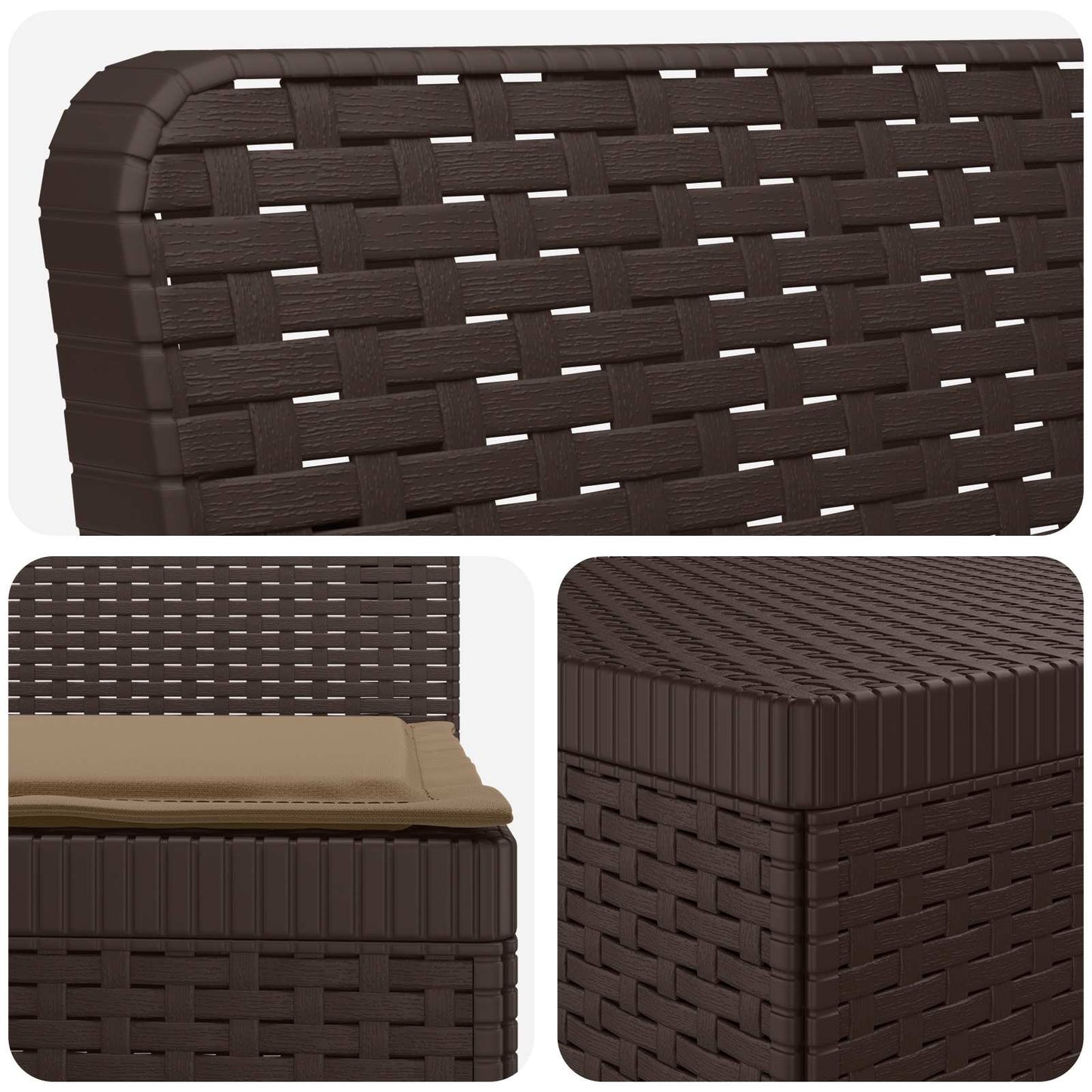 vidaXL 3-Seater Garden Sofa with Cushions Rattan Look PP Brown