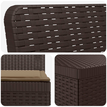 vidaXL 3-Seater Garden Sofa with Cushions Rattan Look PP Brown