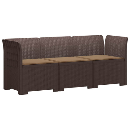 vidaXL 3-Seater Garden Sofa with Cushions Rattan Look PP Brown