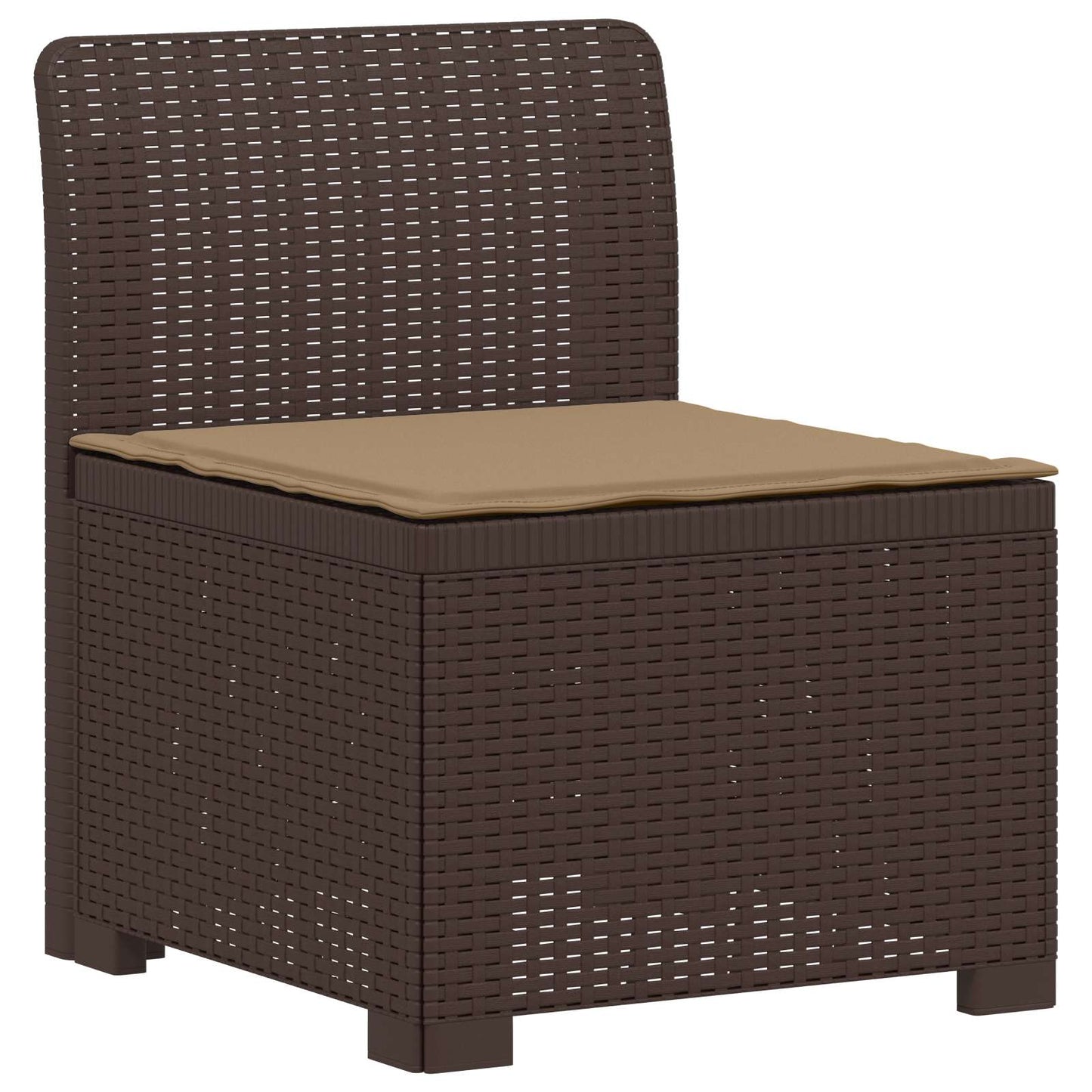 vidaXL 3-Seater Garden Sofa with Cushions Rattan Look PP Brown