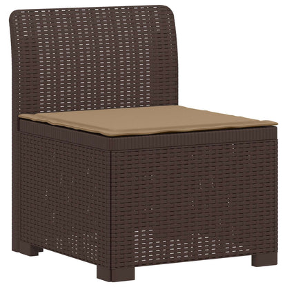 vidaXL 3-Seater Garden Sofa with Cushions Rattan Look PP Brown