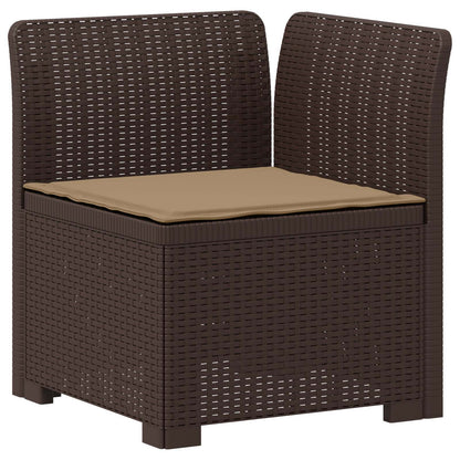 vidaXL 3-Seater Garden Sofa with Cushions Rattan Look PP Brown