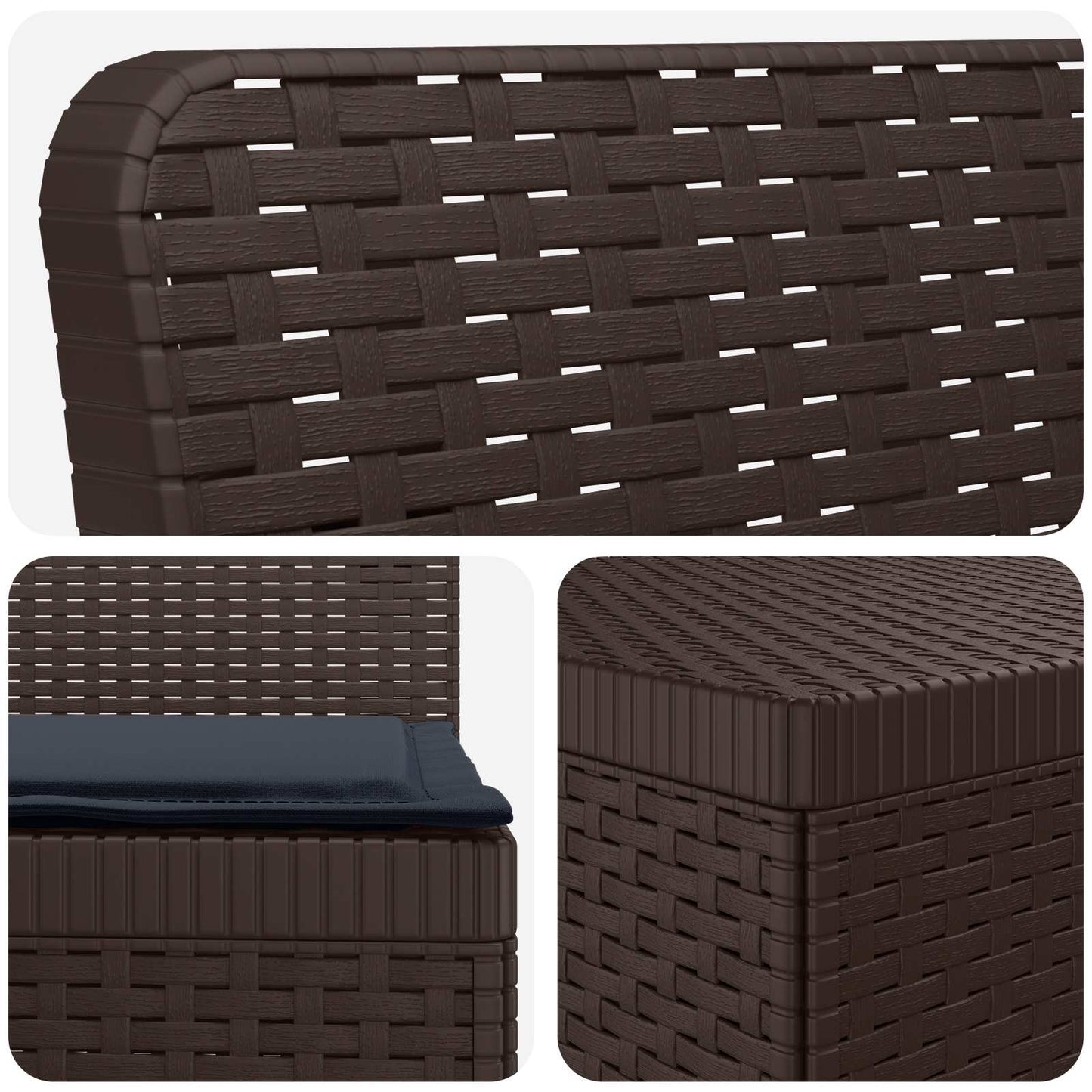 vidaXL 3-Seater Garden Sofa with Cushions Rattan Look PP Brown