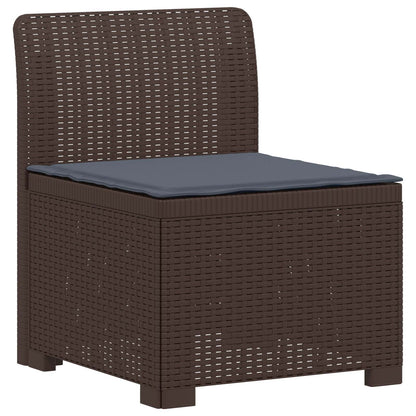 vidaXL 3-Seater Garden Sofa with Cushions Rattan Look PP Brown