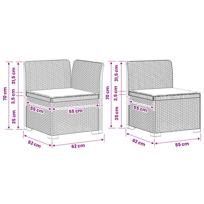 vidaXL 3-Seater Garden Sofa with Cushions Rattan Look PP Brown