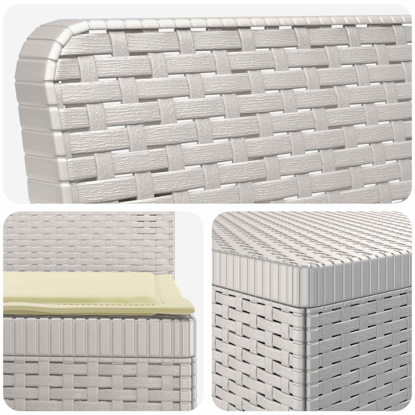 vidaXL 3-Seater Garden Sofa with Cushions Rattan Look PP White
