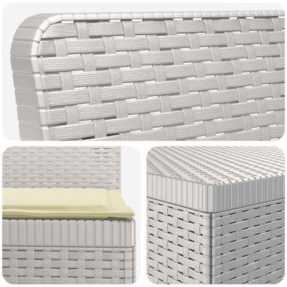 vidaXL 3-Seater Garden Sofa with Cushions Rattan Look PP White