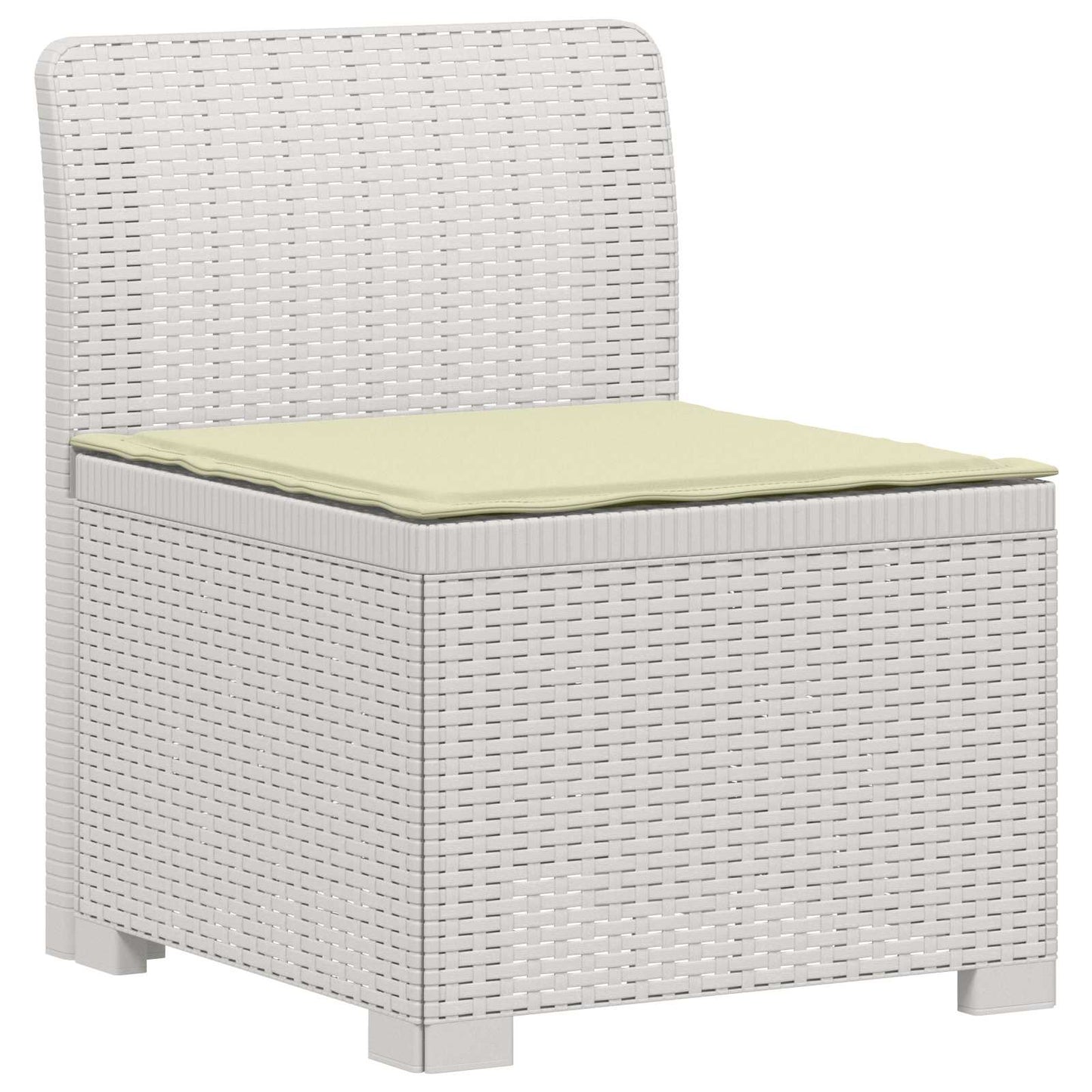 vidaXL 3-Seater Garden Sofa with Cushions Rattan Look PP White