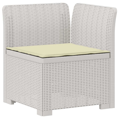 vidaXL 3-Seater Garden Sofa with Cushions Rattan Look PP White