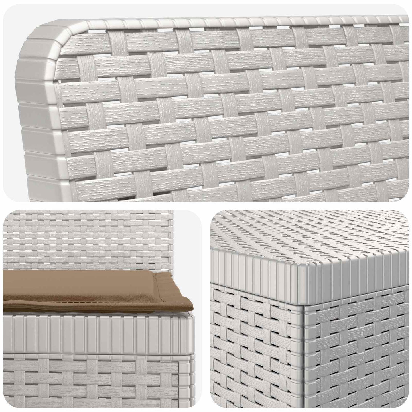 vidaXL 3-Seater Garden Sofa with Cushions Rattan Look PP White