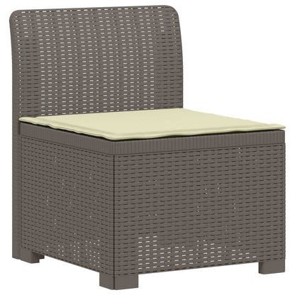 vidaXL 3-Seater Garden Sofa with Cushions Rattan Look PP Light Grey